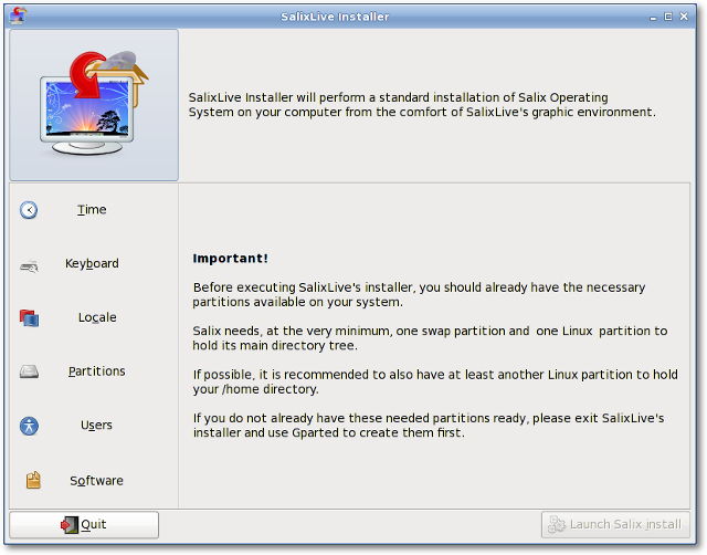 Screenshot of Salix Live Installer
