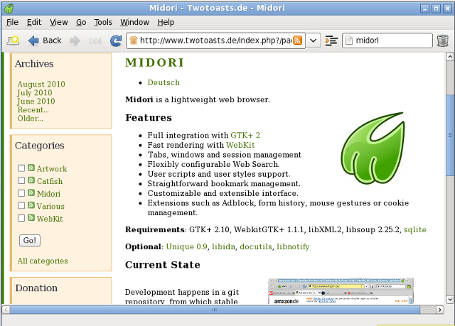 Screenshot of Midori