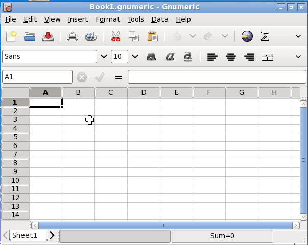 Screenshot of Gnumeric