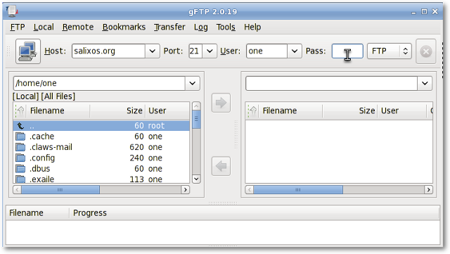 Screenshot of gFTP