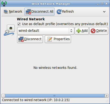 Screenshot of Wicd