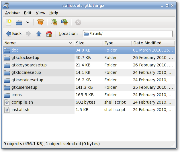 Schermata di File Roller