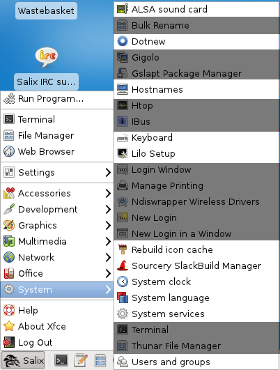 Skärmdump av System Menu